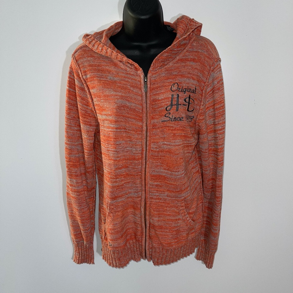 Harley Davidson Hooded Zip‎ Front Sweater Size Large